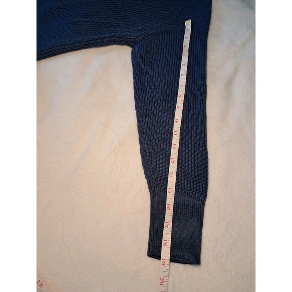 J.CREW Ribbed Cotton-Cashmere Relaxed Turtleneck Sweater Blue BB427 Size S - Picture 8 of 9